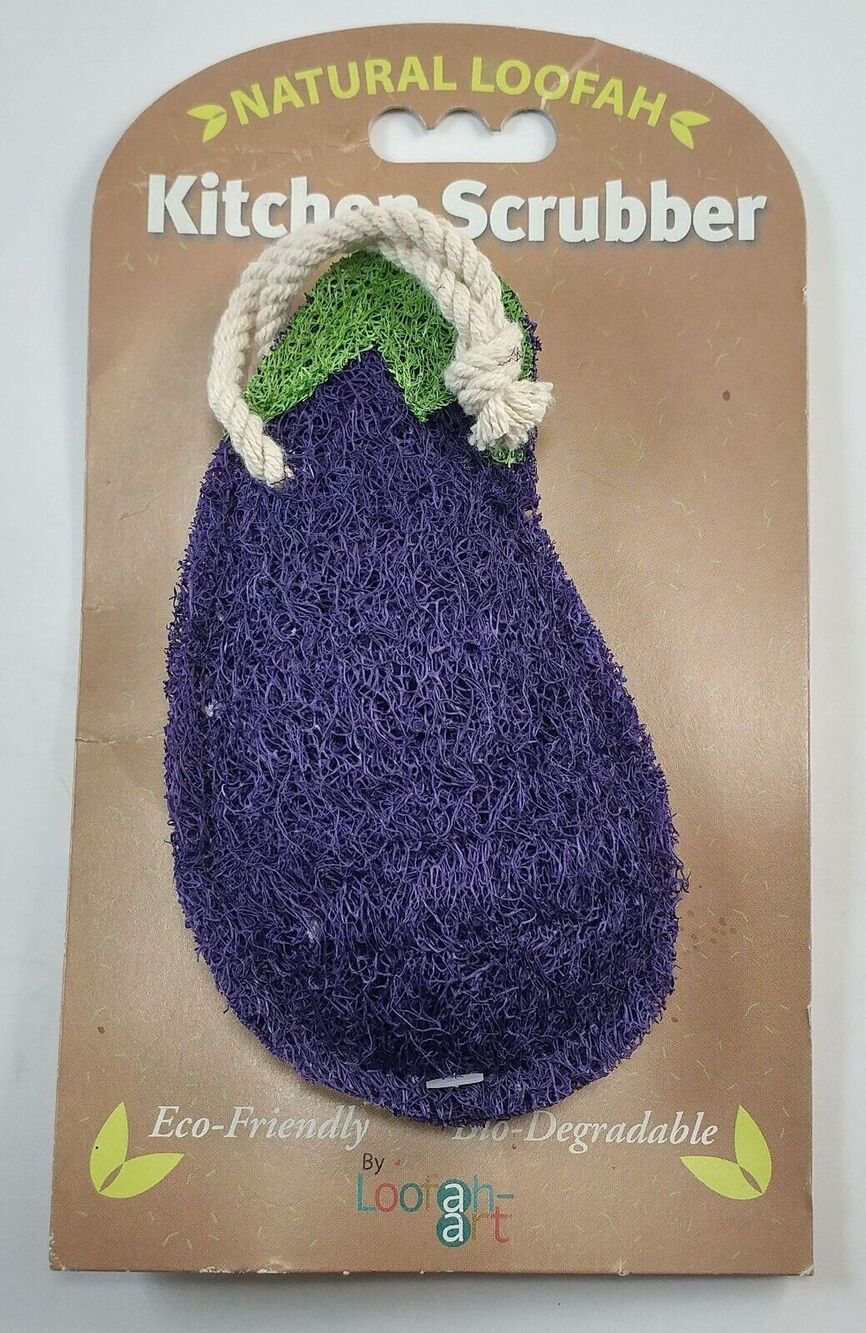 Kitchen Scrubber Pad 100% Natural Loofah, Eco-Friendly, Biodegradable, Eggplant